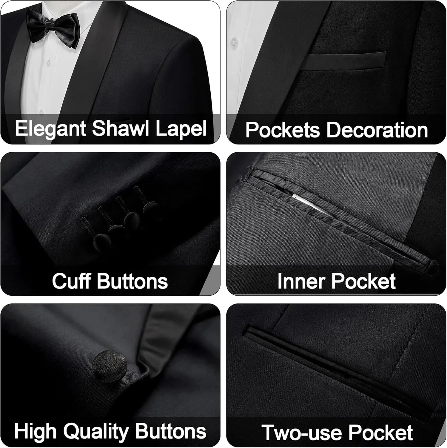 MAGE MALE Mens Tuxedo Jacket Shawl Lapel Suit Jacket Slim Fit Blazer Jacket for Dinner,Prom,Wedding