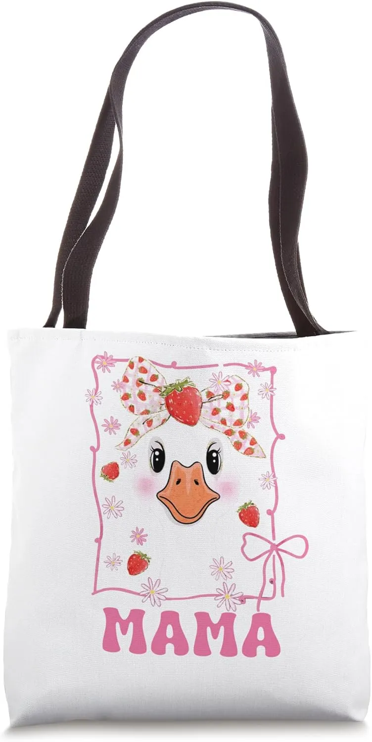 Mama Strawberry Goose Mommy Happy Mother's Day Mom Life Tote Bag