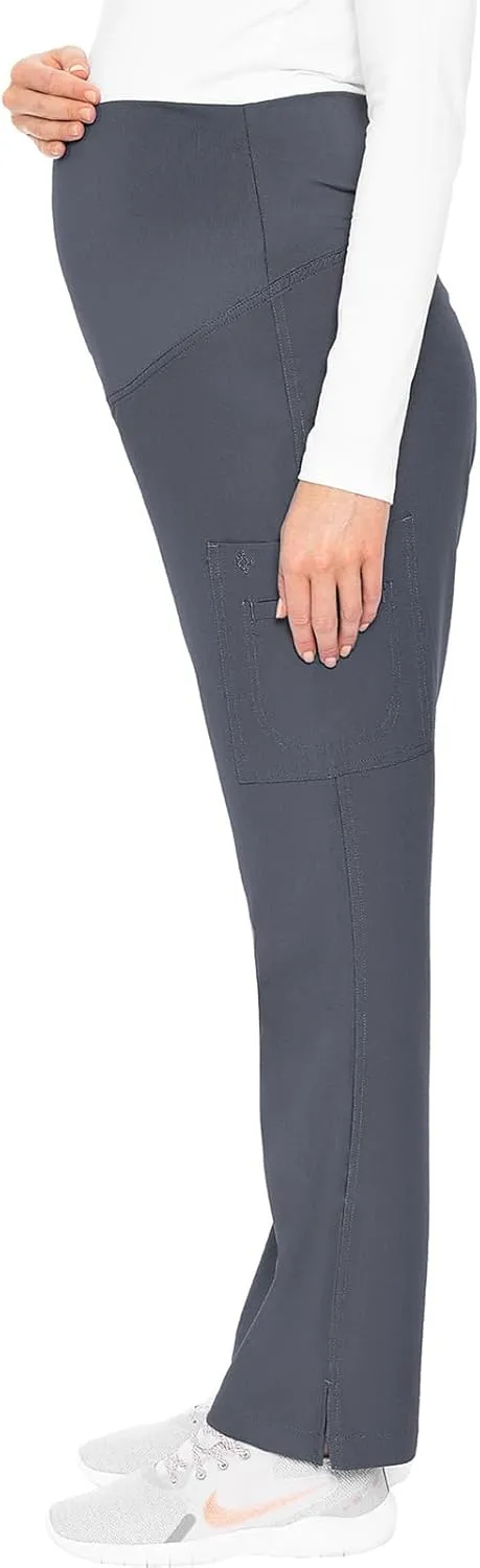 Med Couture Maternity Scrub Pant - 3 Pockets Straight Leg with Side Vents at Hem Soft Jersey Knit Waist Panel - MC028