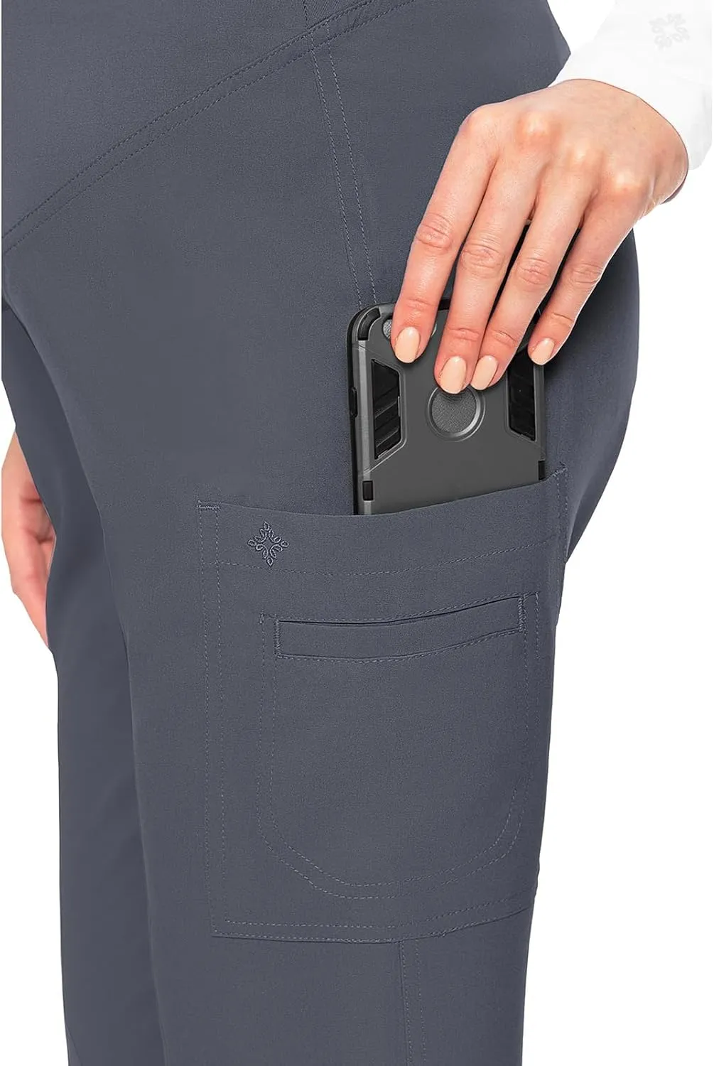 Med Couture Maternity Scrub Pant - 3 Pockets Straight Leg with Side Vents at Hem Soft Jersey Knit Waist Panel - MC028