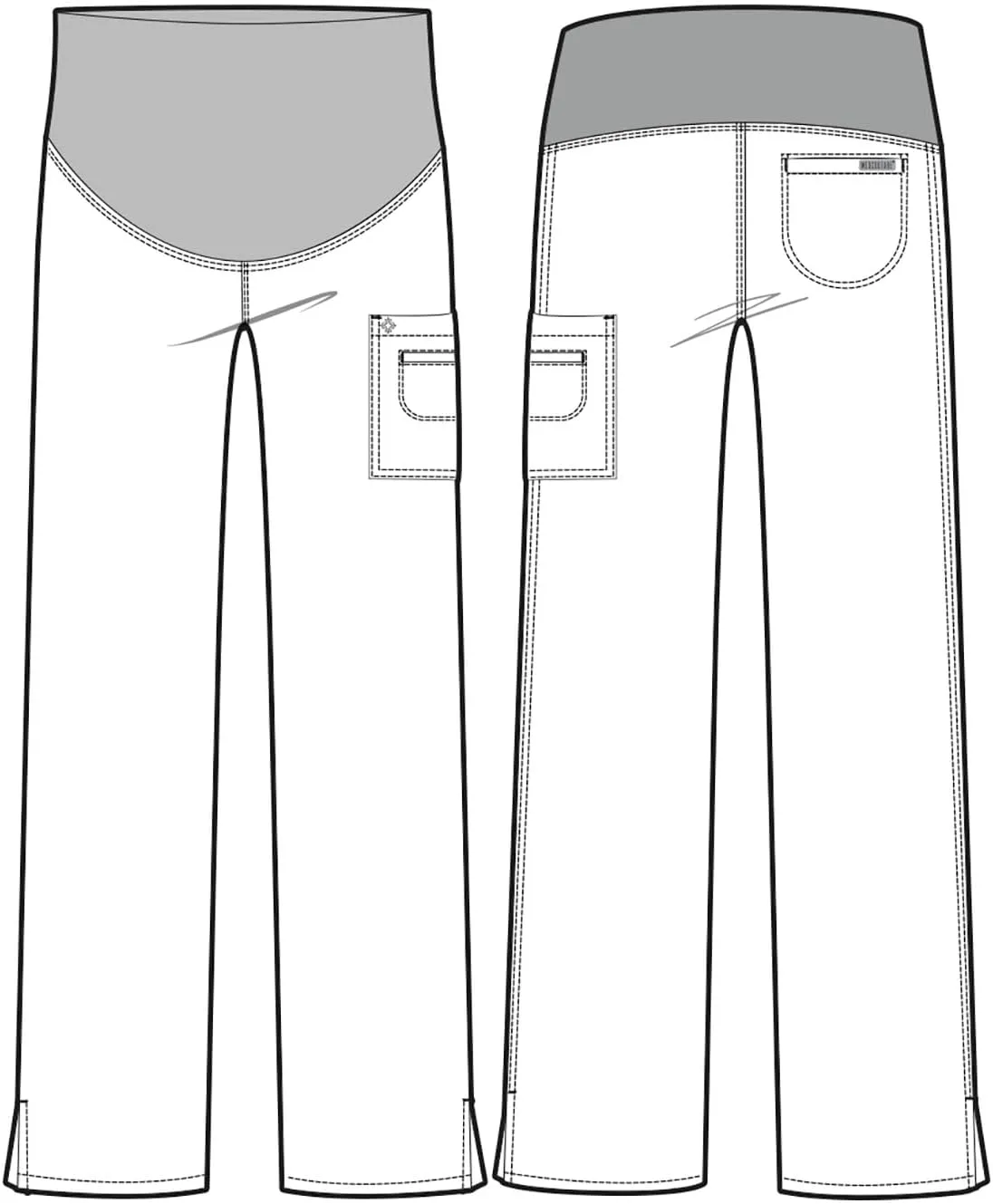 Med Couture Maternity Scrub Pant - 3 Pockets Straight Leg with Side Vents at Hem Soft Jersey Knit Waist Panel - MC028