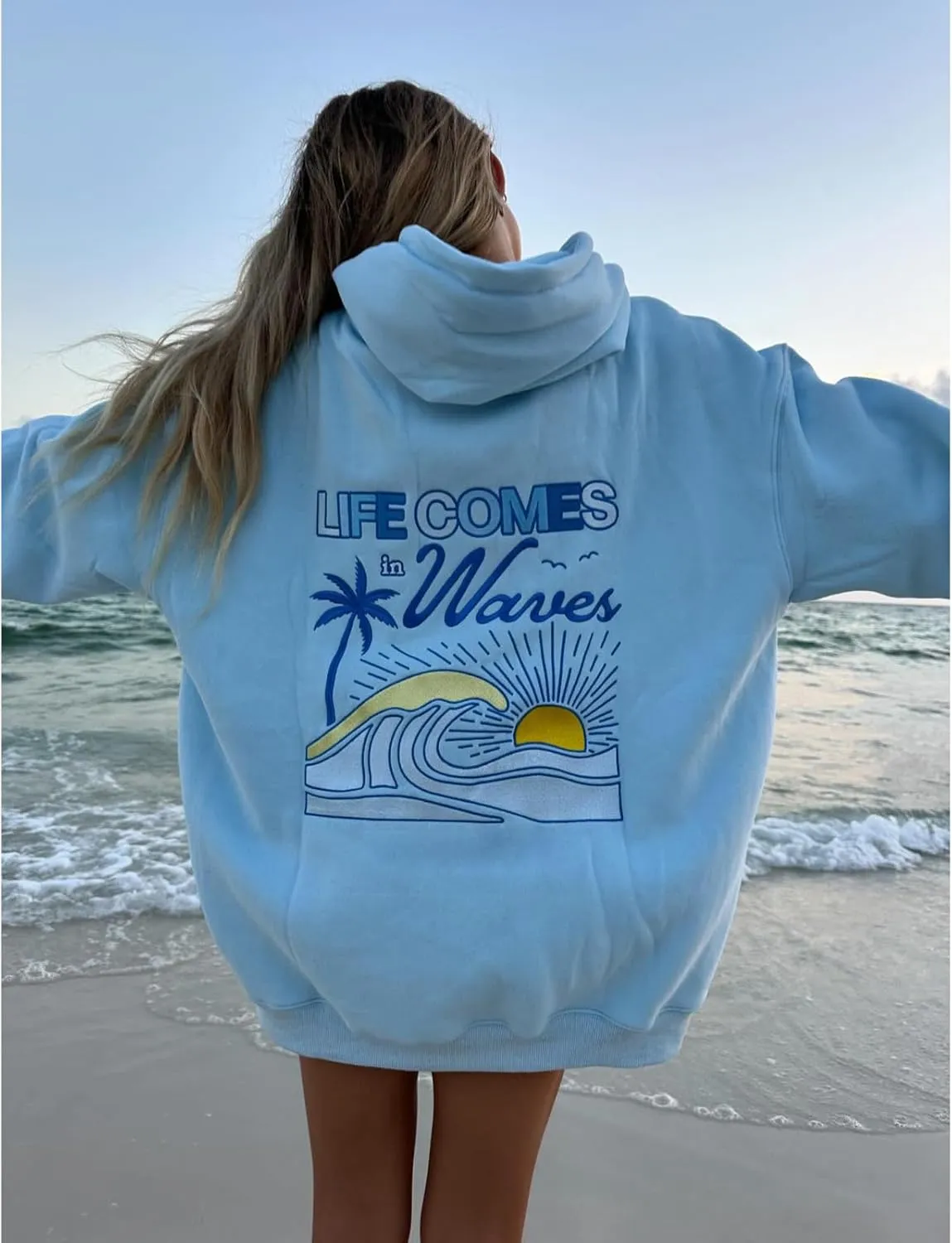 Meiweileya Hoodies for Teen Girls Y2k Womens Palm Puff Flower Graphic Print Sweatshirt Cute Aesthetic Oversized Jackets