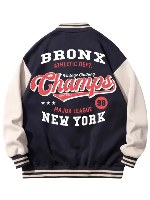 Men's  Bronx-Print Jacket |  Sporty Baseball Collar