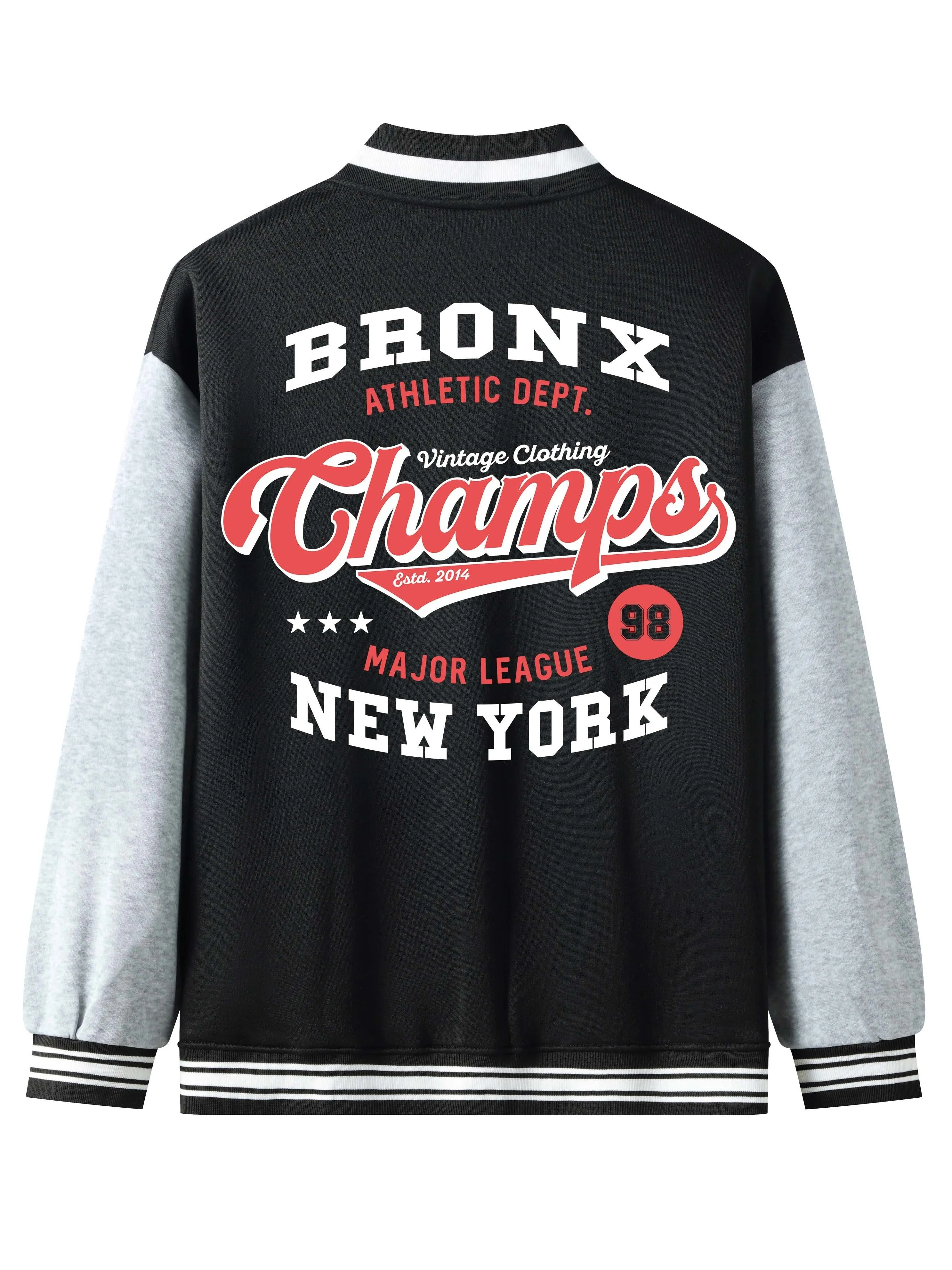 Men's  Bronx-Print Jacket |  Sporty Baseball Collar
