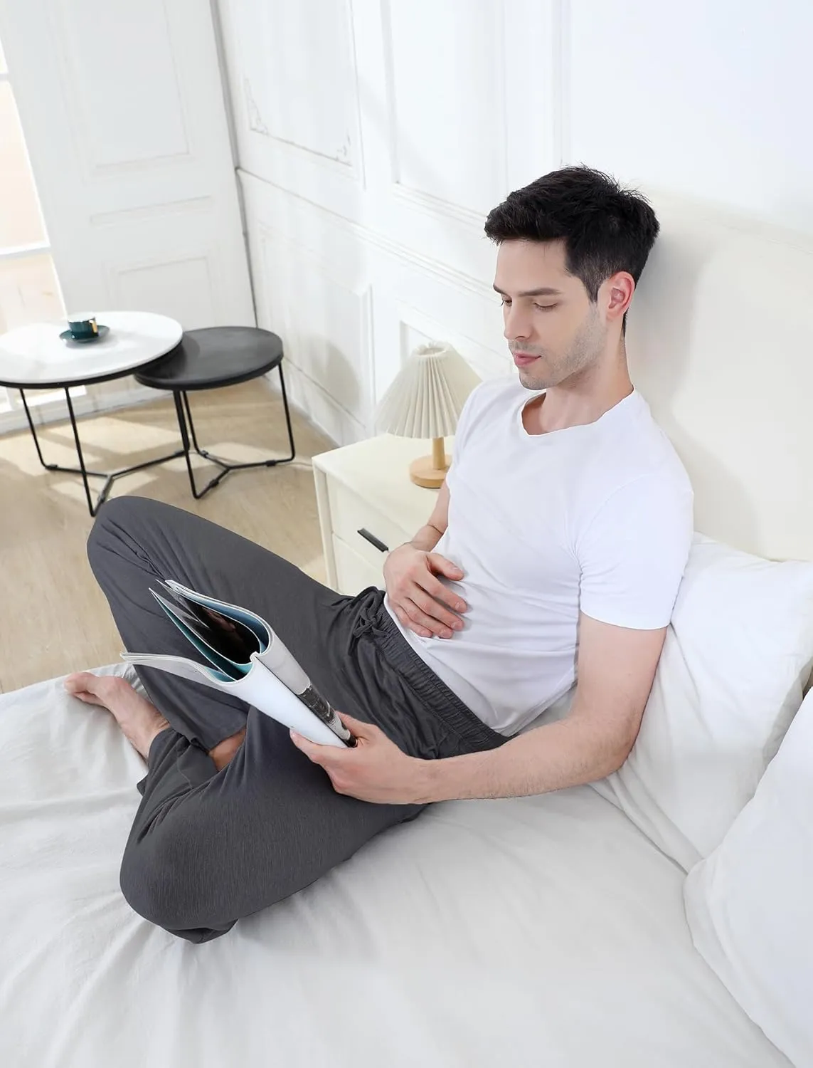 Men's Lightweight Pajama Pants Soft Lounge Sleep Joggers Adjustable Drawstring & Pockets All-Season Sleepwear