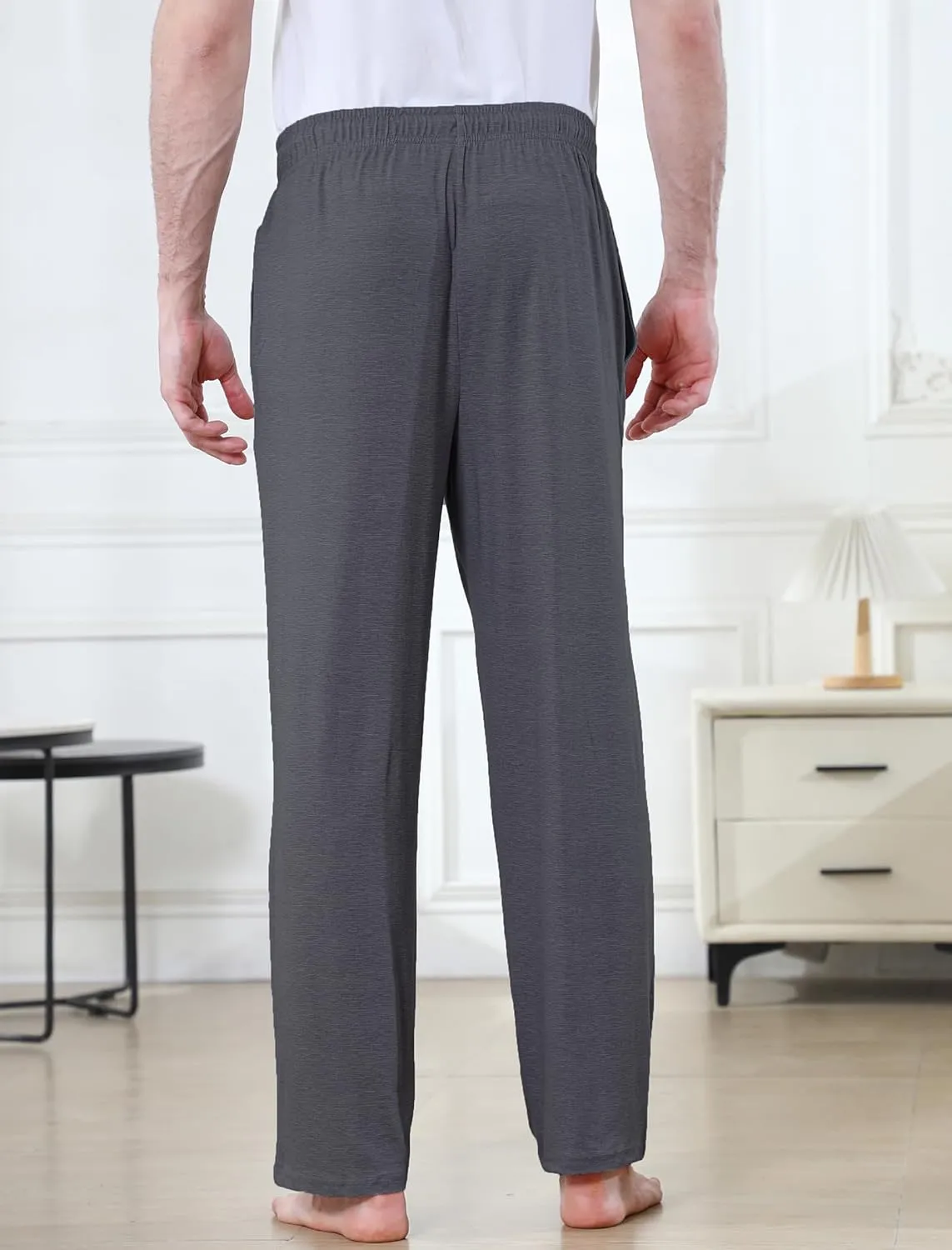 Men's Lightweight Pajama Pants Soft Lounge Sleep Joggers Adjustable Drawstring & Pockets All-Season Sleepwear