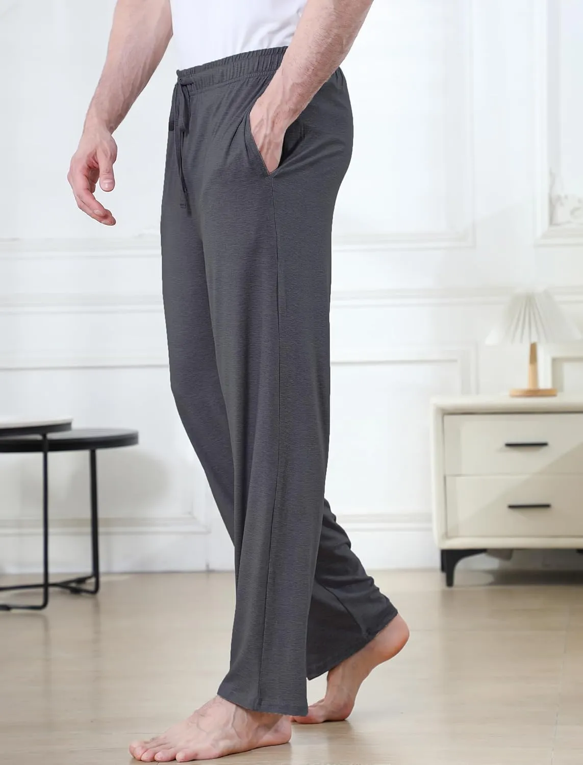 Men's Lightweight Pajama Pants Soft Lounge Sleep Joggers Adjustable Drawstring & Pockets All-Season Sleepwear