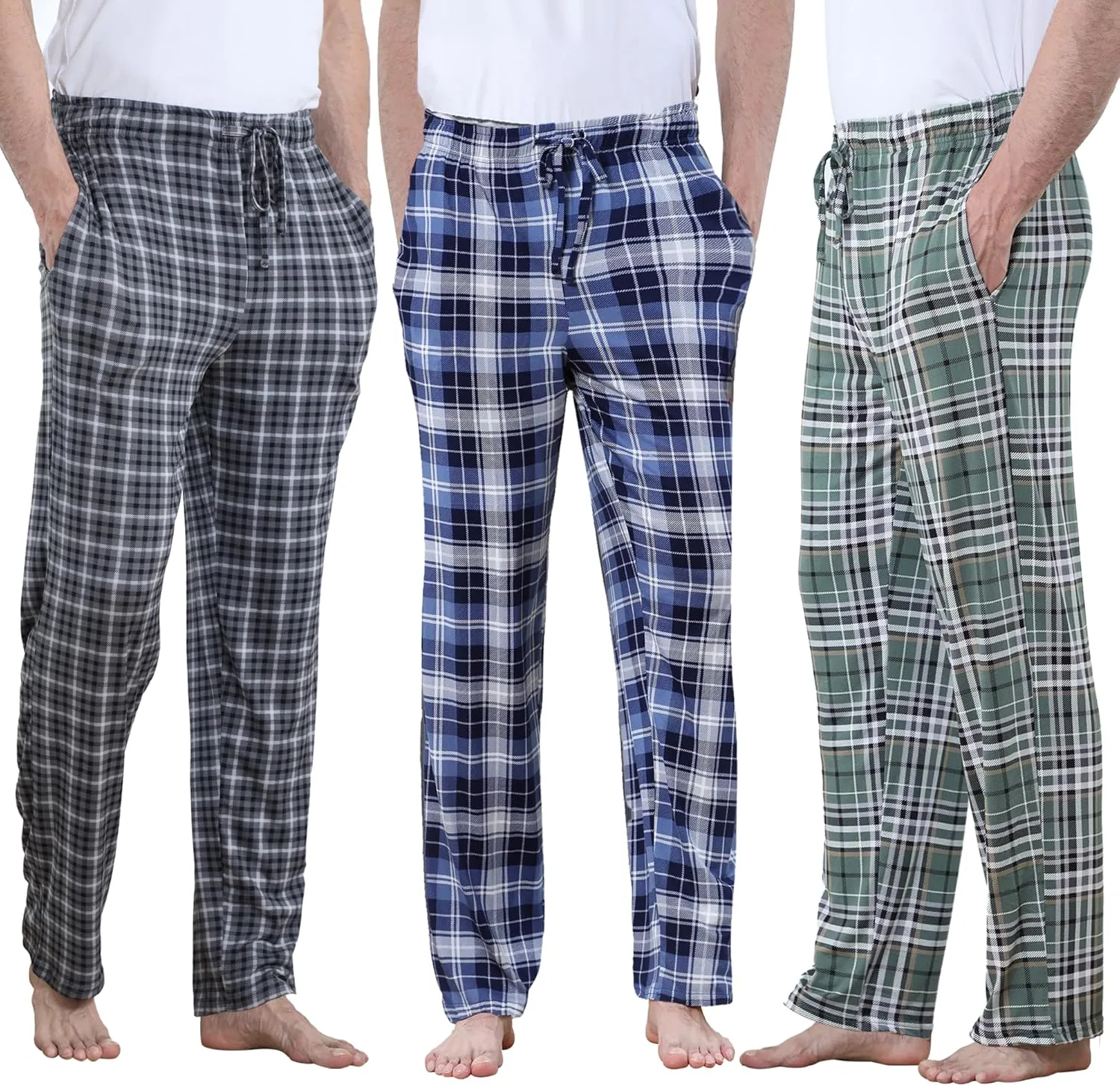 Men's Lightweight Pajama Pants Soft Lounge Sleep Joggers Adjustable Drawstring & Pockets All-Season Sleepwear