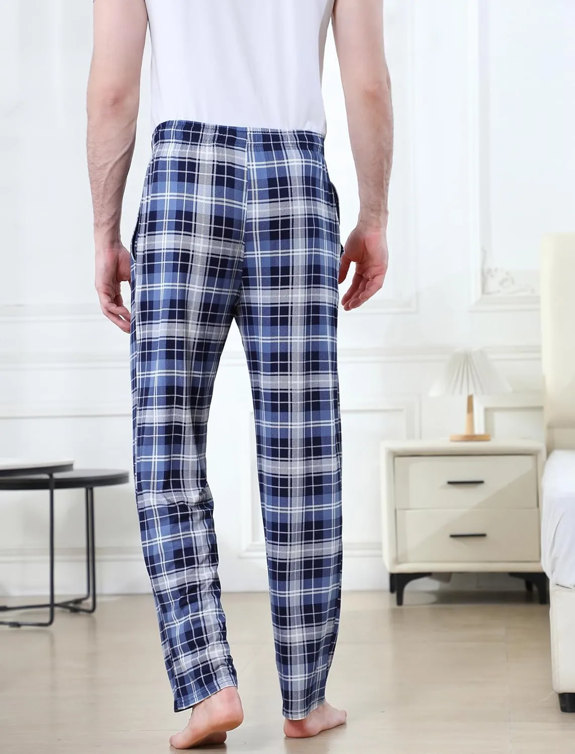 Men's Lightweight Pajama Pants Soft Lounge Sleep Joggers Adjustable Drawstring & Pockets All-Season Sleepwear