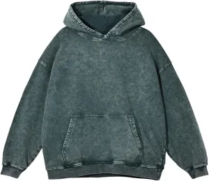 Mi Bo Tong Oversized Vintage Hoodie for Women Cotton Loose Fit Baggy Hooded Sweatshirt Trendy Basic Acid Wash Pullover Top