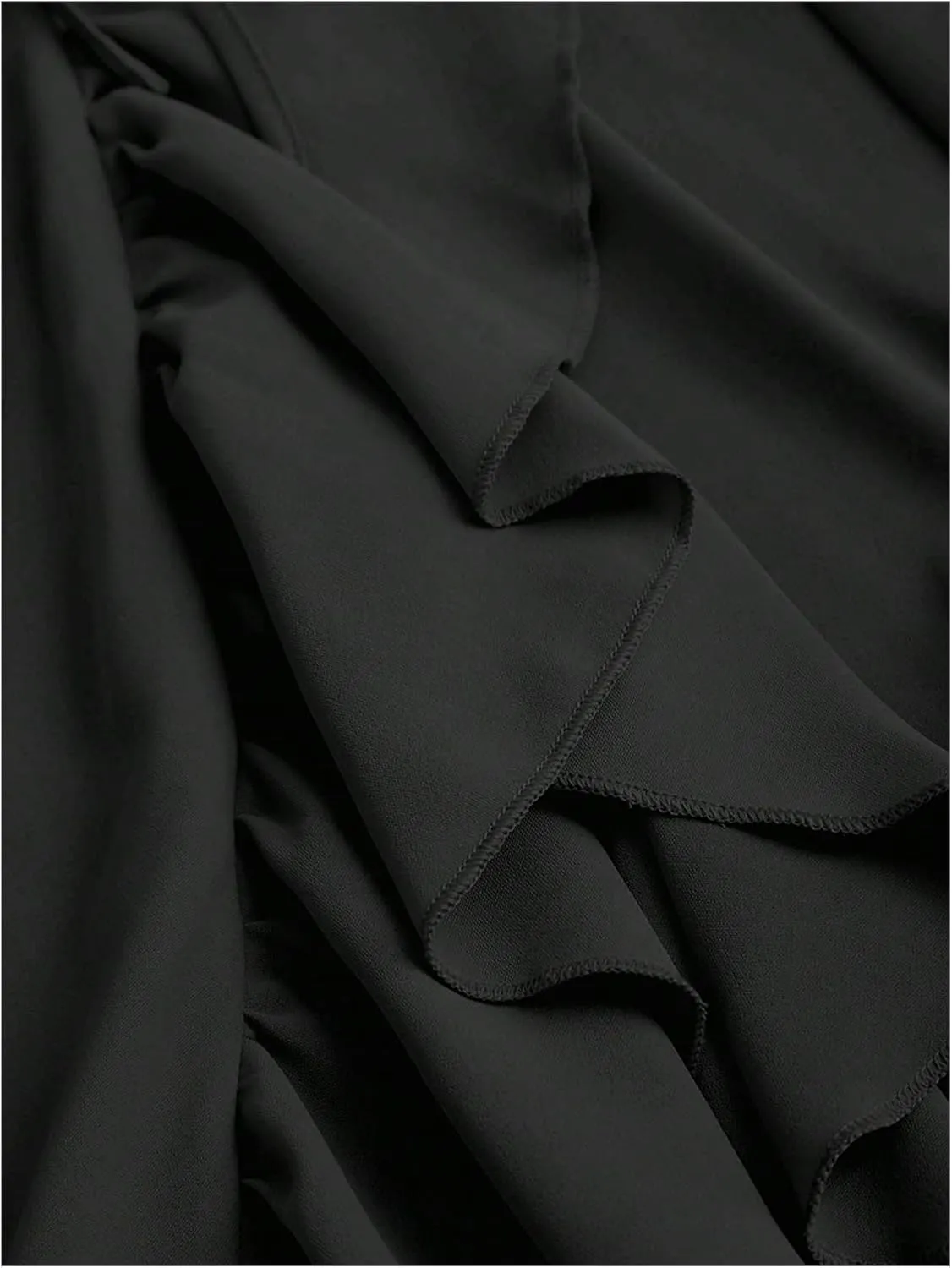 Milumia Women's Wrap Front Ruffle Drawstring Midi Skirt Vintage Ruched Asymmetrical Hem Long Skirt