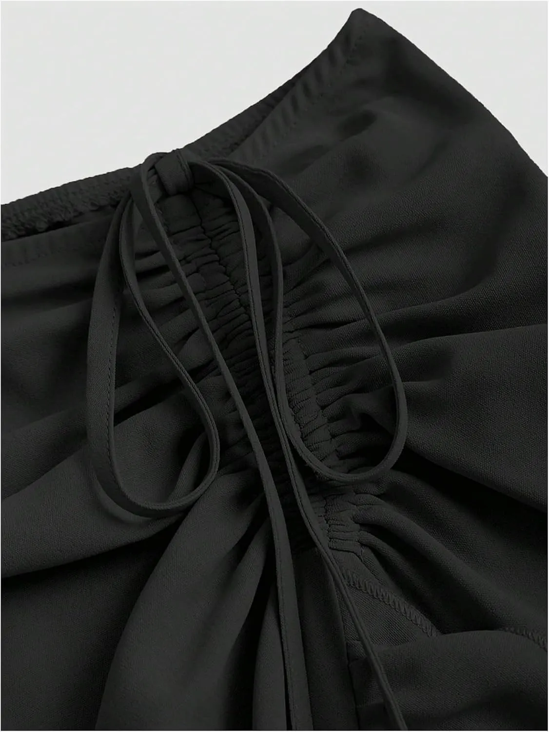 Milumia Women's Wrap Front Ruffle Drawstring Midi Skirt Vintage Ruched Asymmetrical Hem Long Skirt