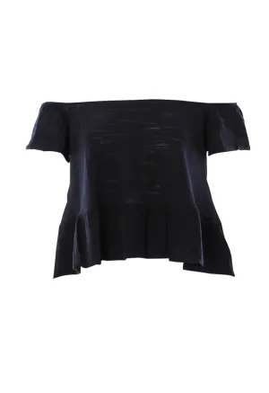 Minnie Rose Off The Shoulder Ruffle Hem Tee