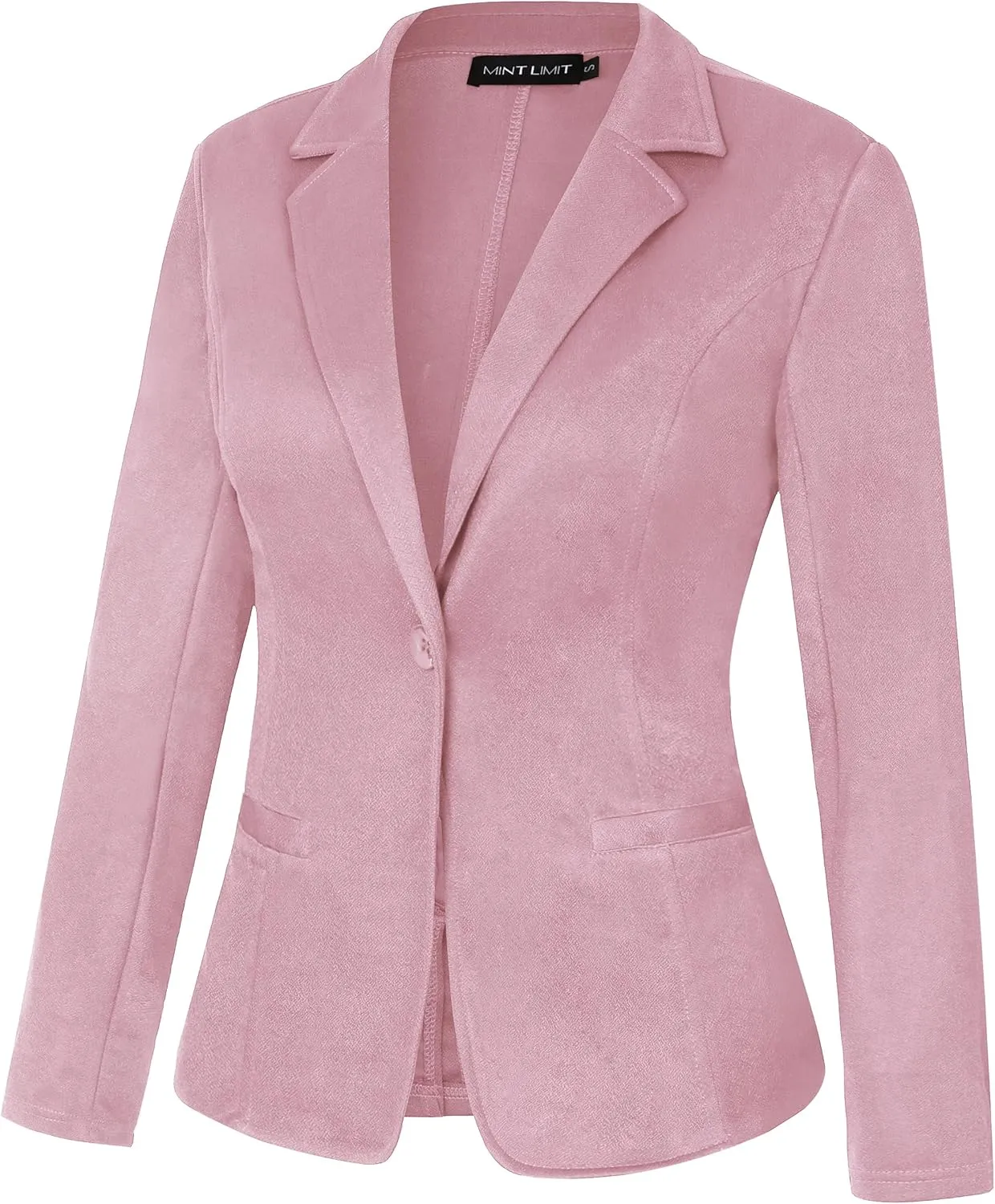 MINTLIMIT Women Long Sleeve Button Blazers Work Casual Office Notch Lapel Business Open Front Blazer Jacket with Pockets
