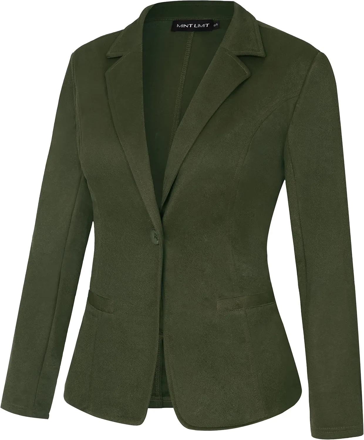 MINTLIMIT Women Long Sleeve Button Blazers Work Casual Office Notch Lapel Business Open Front Blazer Jacket with Pockets