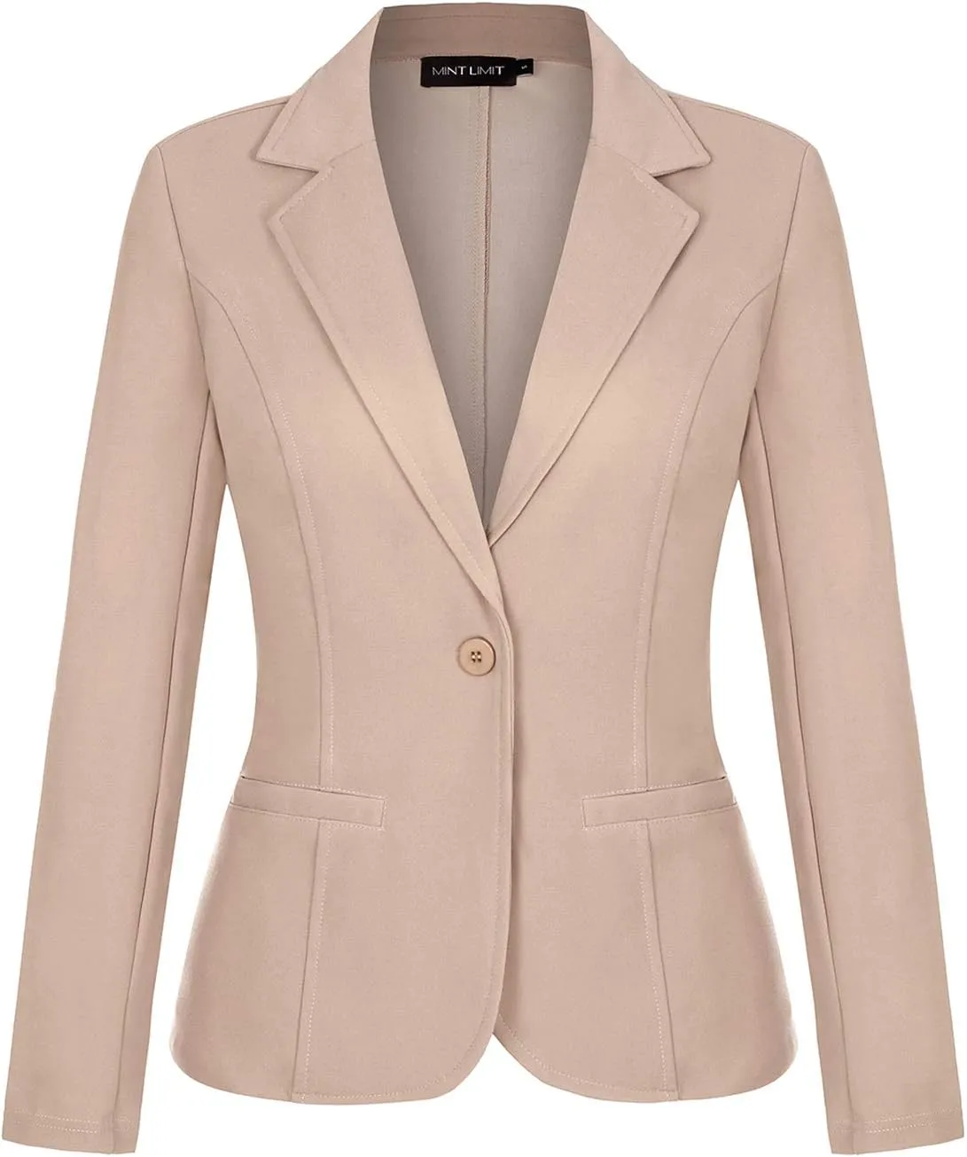 MINTLIMIT Women Long Sleeve Button Blazers Work Casual Office Notch Lapel Business Open Front Blazer Jacket with Pockets