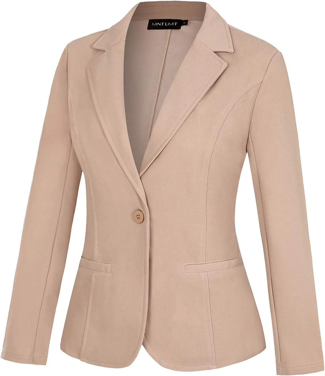 MINTLIMIT Women Long Sleeve Button Blazers Work Casual Office Notch Lapel Business Open Front Blazer Jacket with Pockets