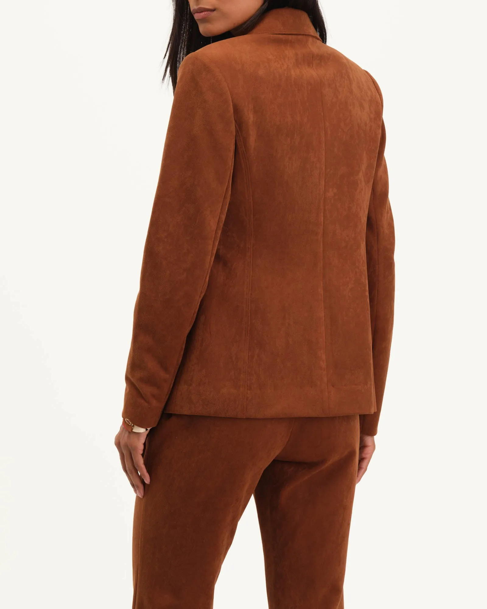 Notch Collar Corded Suede Blazer