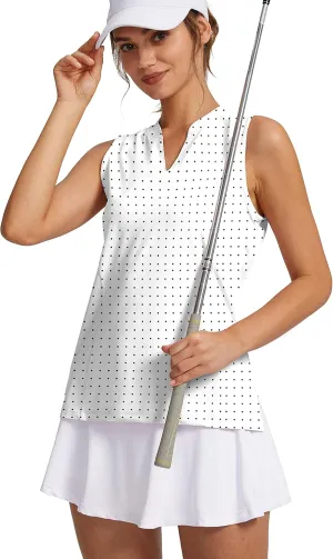 Obla Women's Sleeveless Golf Shirt V-Neck Lightweight Quick Dry Tennis Tank Tops Polo Shirts for Women