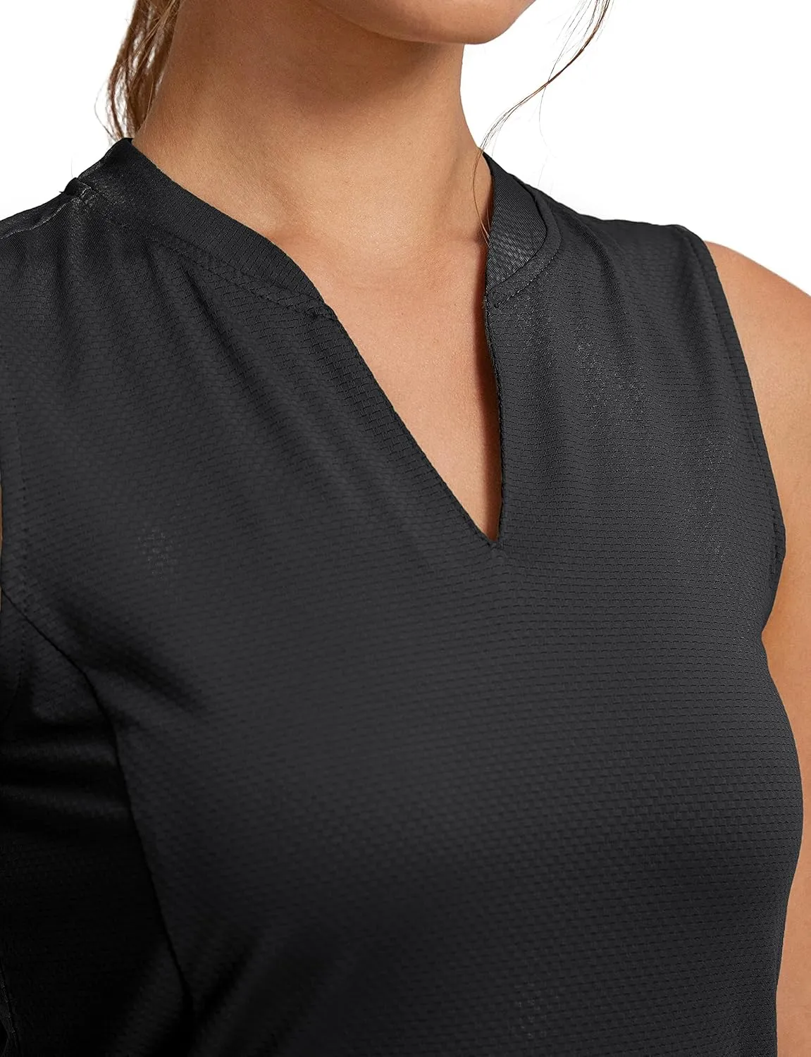 Obla Women's Sleeveless Golf Shirt V-Neck Lightweight Quick Dry Tennis Tank Tops Polo Shirts for Women
