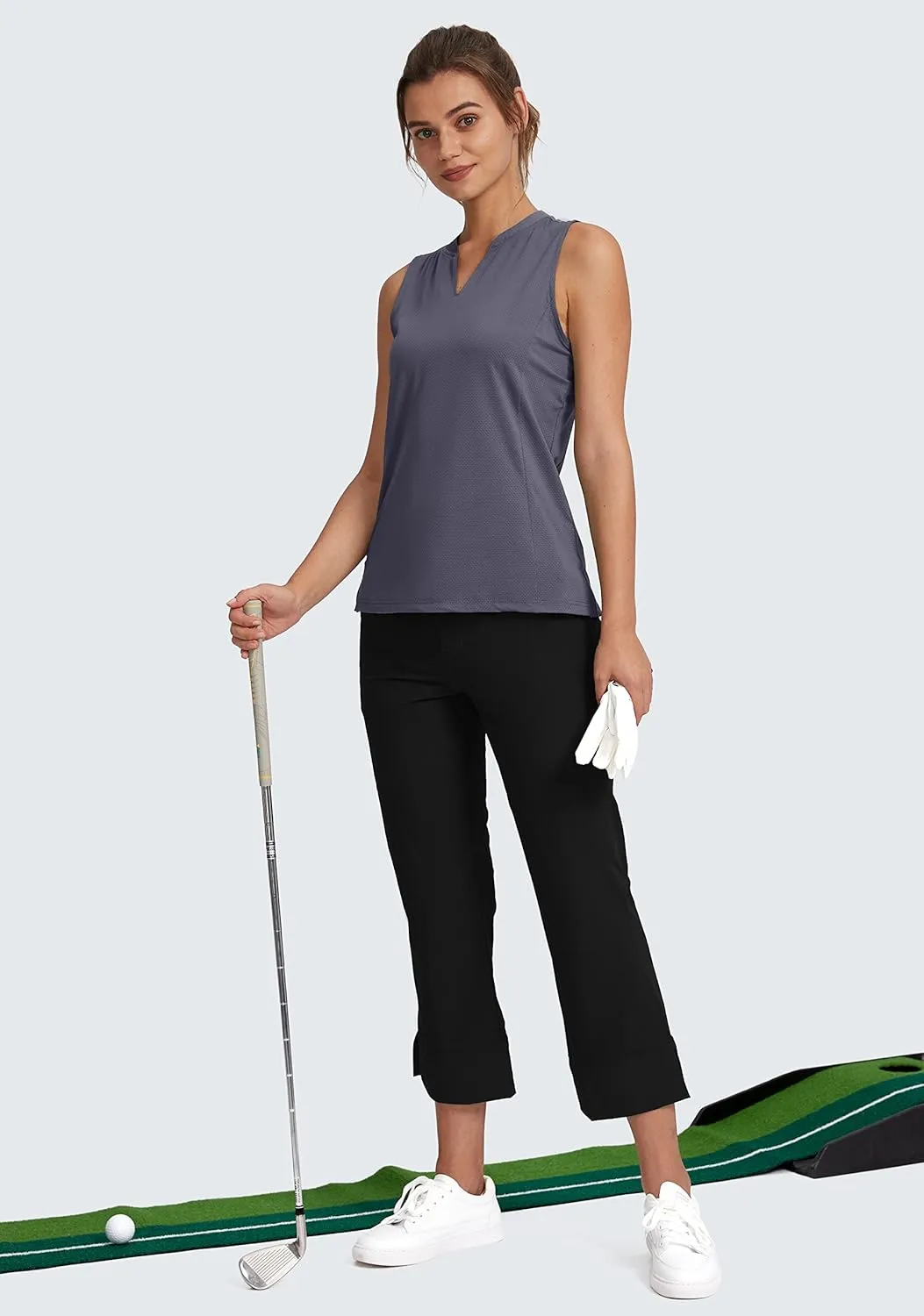 Obla Women's Sleeveless Golf Shirt V-Neck Lightweight Quick Dry Tennis Tank Tops Polo Shirts for Women