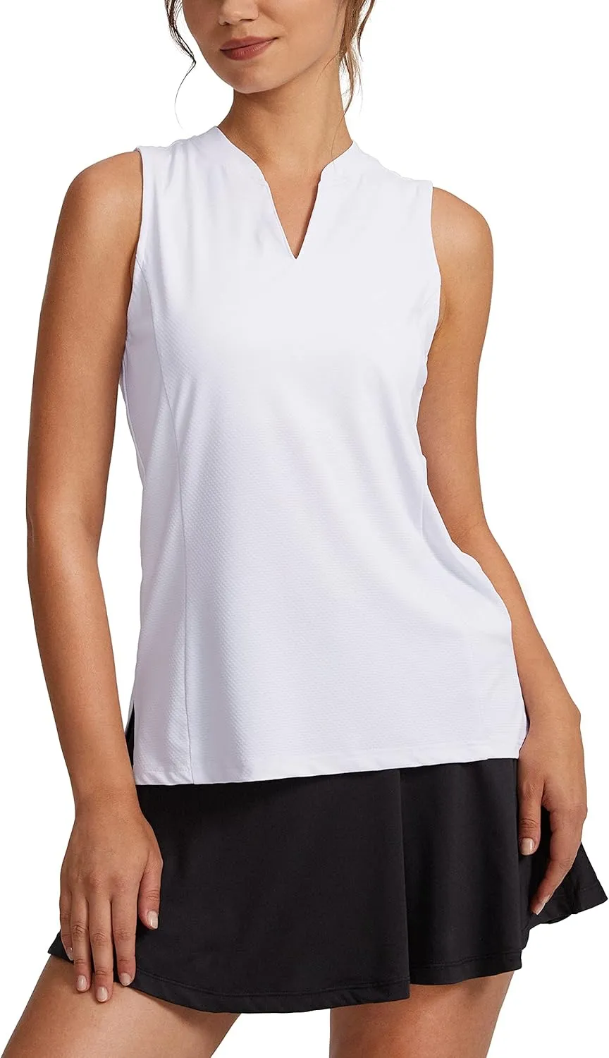 Obla Women's Sleeveless Golf Shirt V-Neck Lightweight Quick Dry Tennis Tank Tops Polo Shirts for Women
