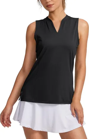 Obla Women's Sleeveless Golf Shirt V-Neck Lightweight Quick Dry Tennis Tank Tops Polo Shirts for Women