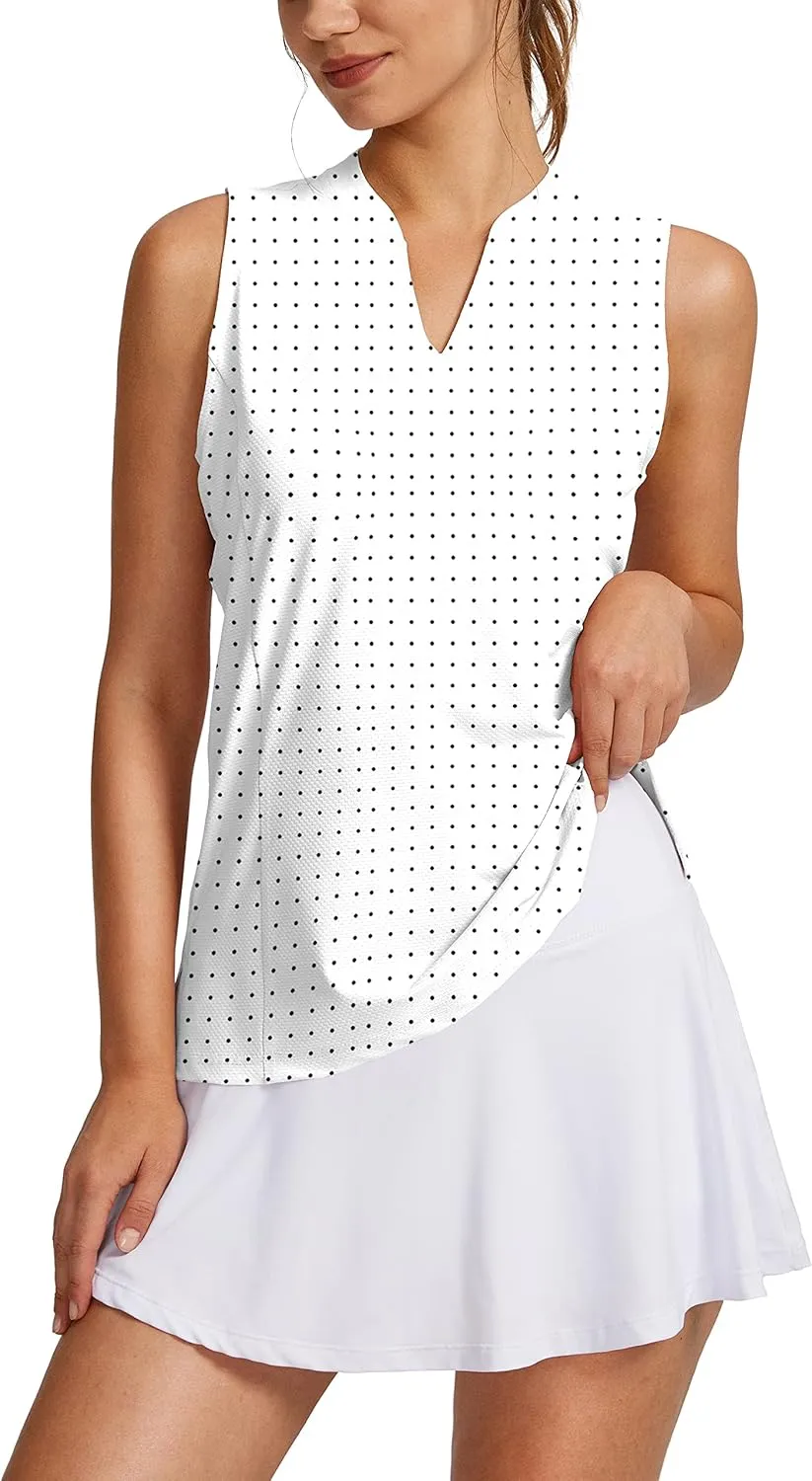 Obla Women's Sleeveless Golf Shirt V-Neck Lightweight Quick Dry Tennis Tank Tops Polo Shirts for Women