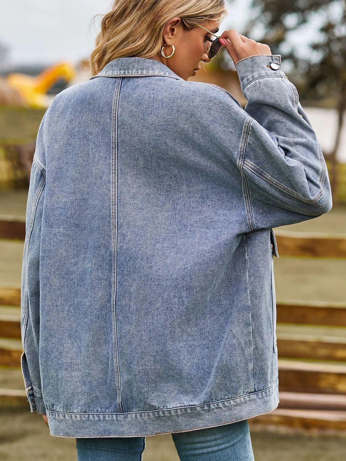 Oversized denim jas