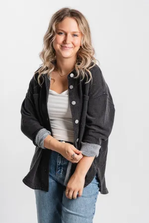 Oversized shacket charcoal