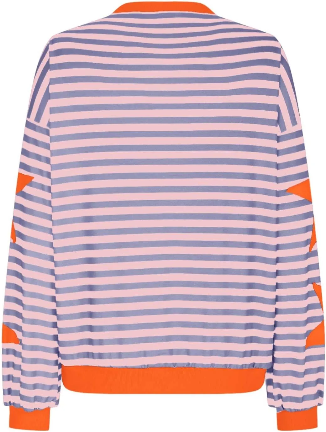 Oversized Sweatshirt for Women 2024 Fall Crewneck Star Striped Top Long Sleeve Preppy Y2K Hoodies Lightweight