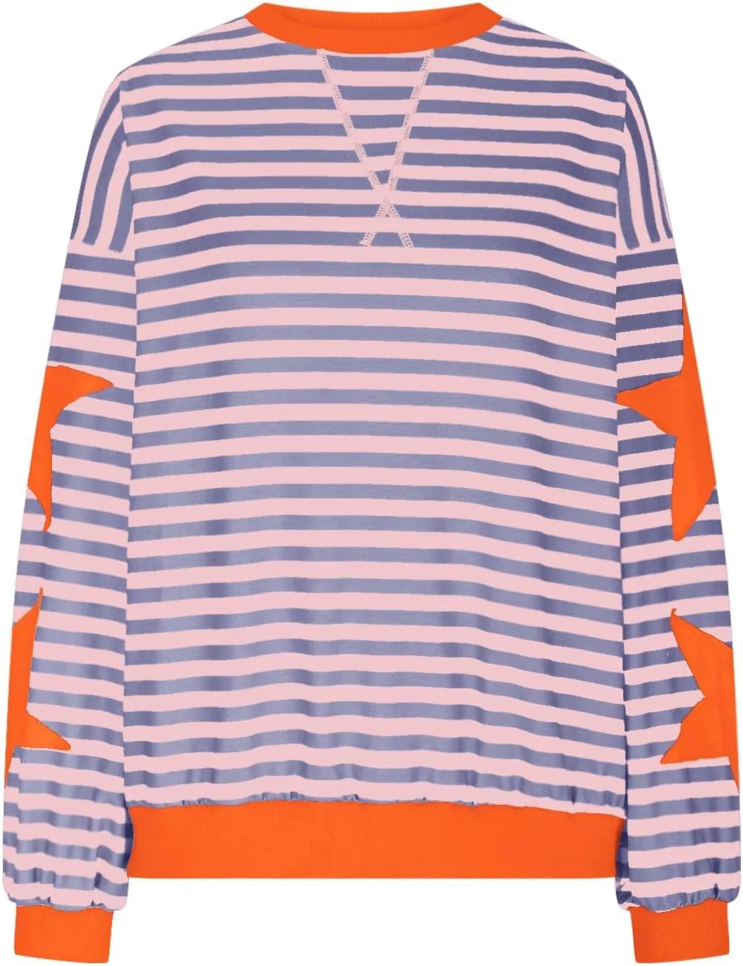 Oversized Sweatshirt for Women 2024 Fall Crewneck Star Striped Top Long Sleeve Preppy Y2K Hoodies Lightweight