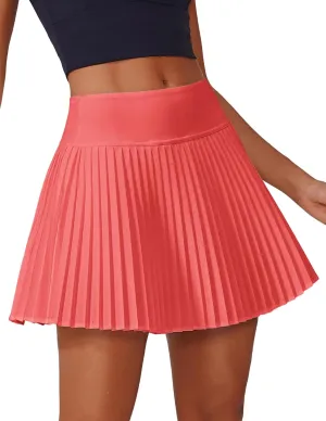 PINSPARK Pleated Tennis Skirt for Women High Waisted Athletic Skirts with Shorts Pockets Golf Workout Pickleball Skort Skirts