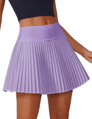 PINSPARK Pleated Tennis Skirt for Women High Waisted Athletic Skirts with Shorts Pockets Golf Workout Pickleball Skort Skirts