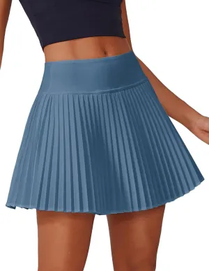 PINSPARK Pleated Tennis Skirt for Women High Waisted Athletic Skirts with Shorts Pockets Golf Workout Pickleball Skort Skirts
