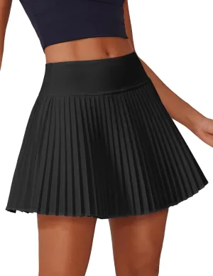PINSPARK Pleated Tennis Skirt for Women High Waisted Athletic Skirts with Shorts Pockets Golf Workout Pickleball Skort Skirts