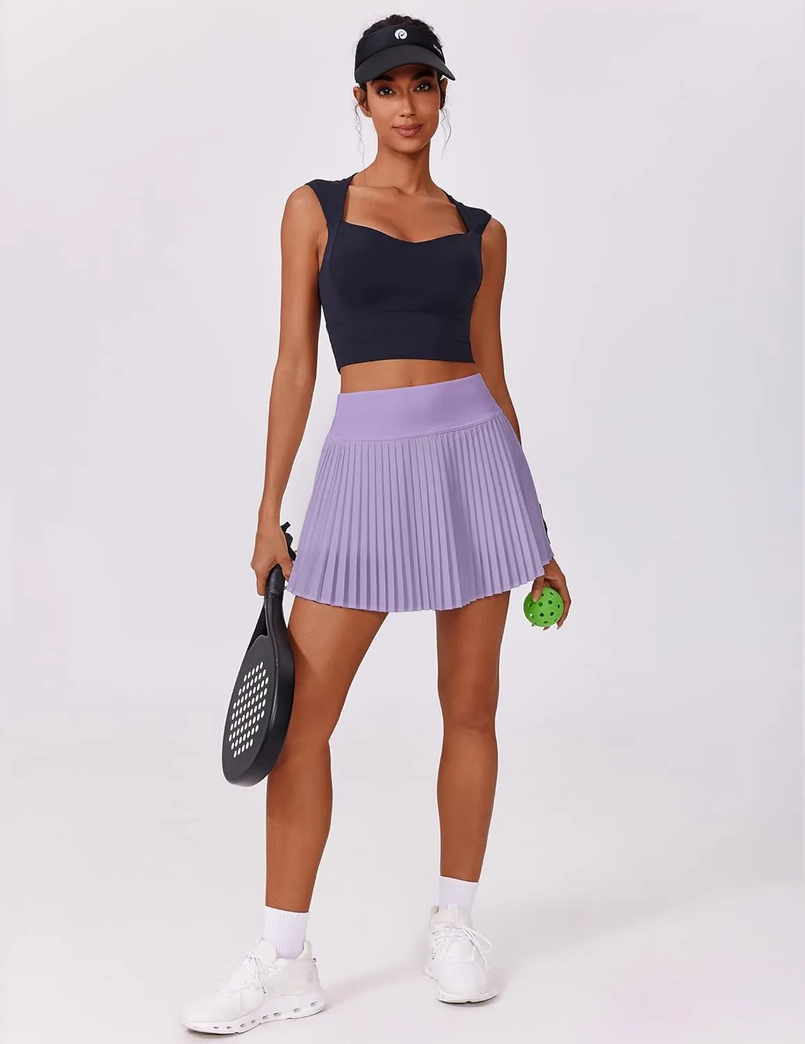 PINSPARK Pleated Tennis Skirt for Women High Waisted Athletic Skirts with Shorts Pockets Golf Workout Pickleball Skort Skirts