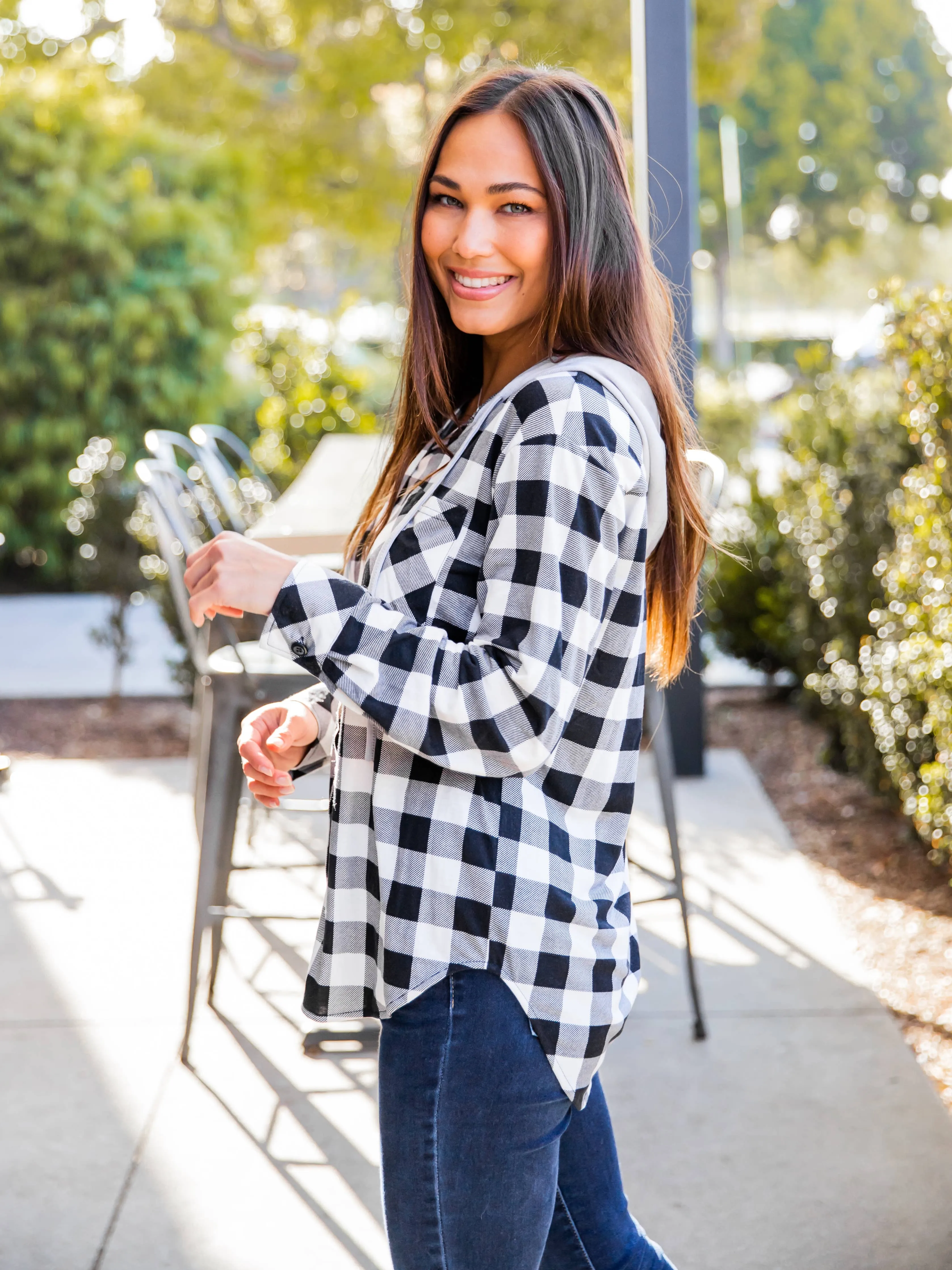 Plaid Grey Hoodie Button Up!