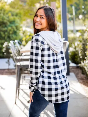 Plaid Grey Hoodie Button Up!