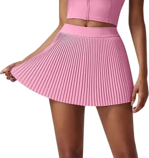 Plus Size Skirt for Sports High Elastic Waist Trendy A-Line Pleated Casual Athletic Yoga Skirts with Pockets Shorts