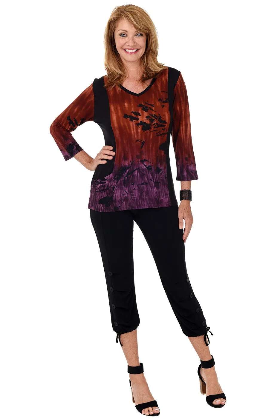 Pull-On Button Leg Ankle Pant