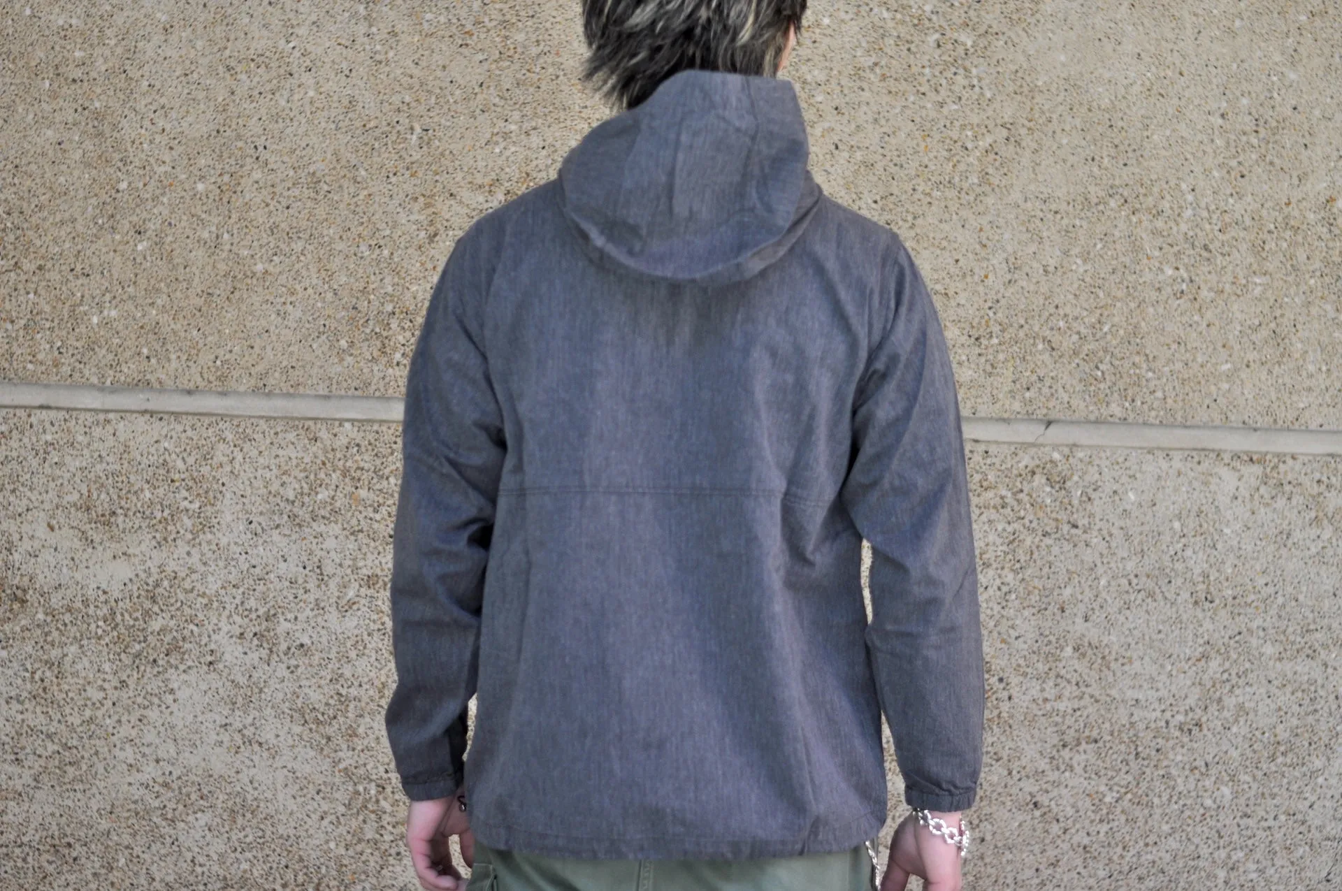 Pure Blue Japan "All-Seasons" HBT Hooded Pullover (Heather Grey X Black)