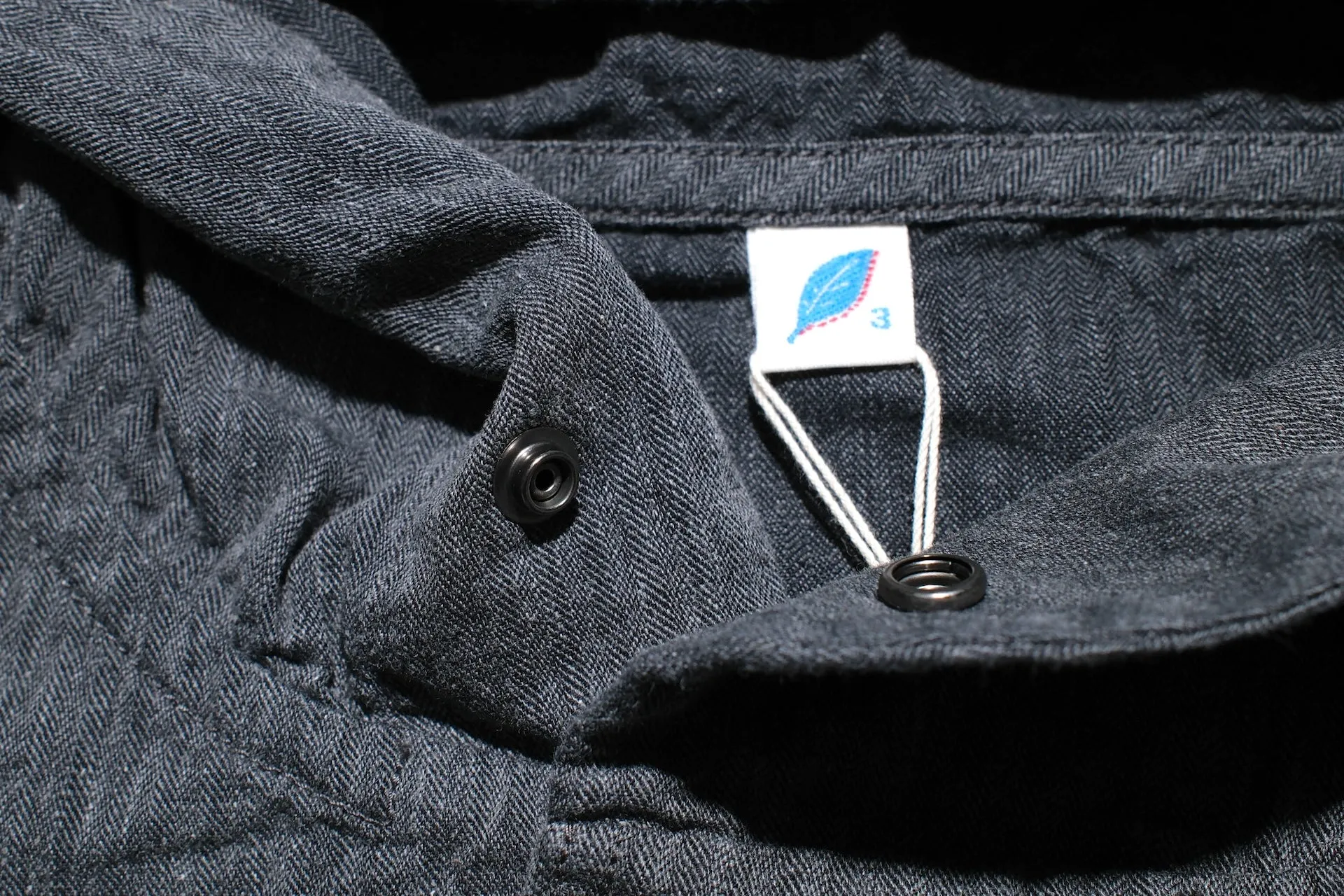 Pure Blue Japan "All-Seasons" HBT Hooded Pullover (Heather Grey X Black)