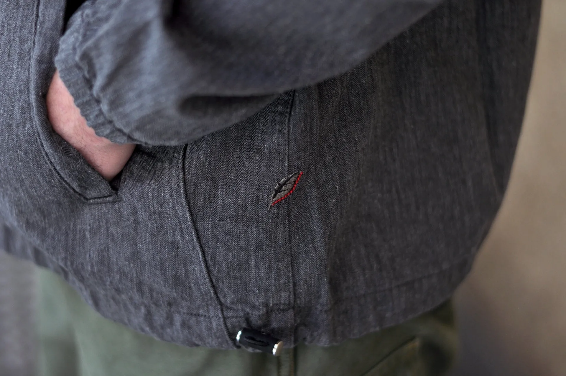 Pure Blue Japan "All-Seasons" HBT Hooded Pullover (Heather Grey X Black)