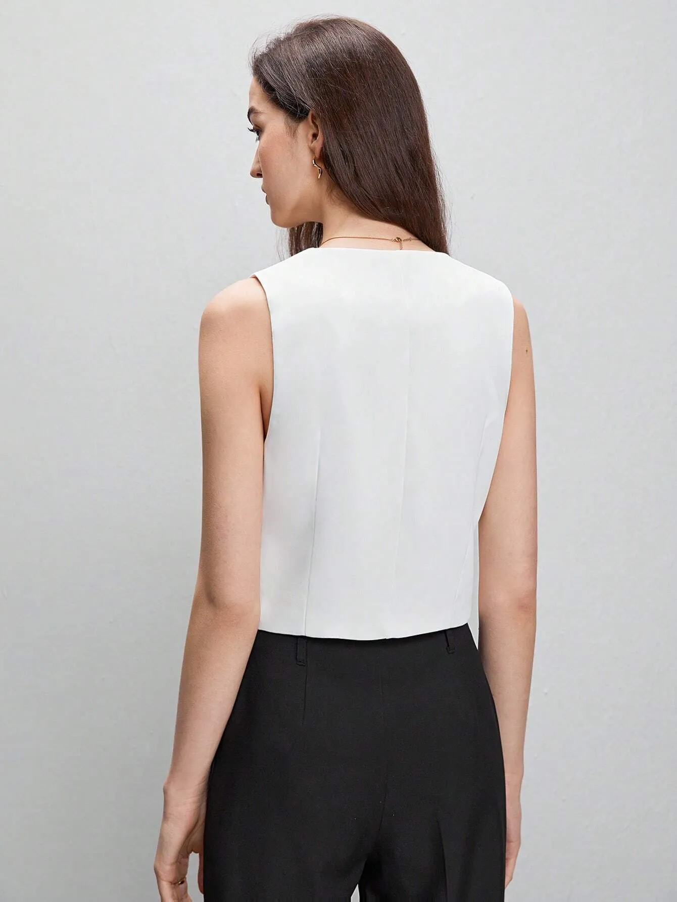 Regular Fit Front Button Vest Blazer