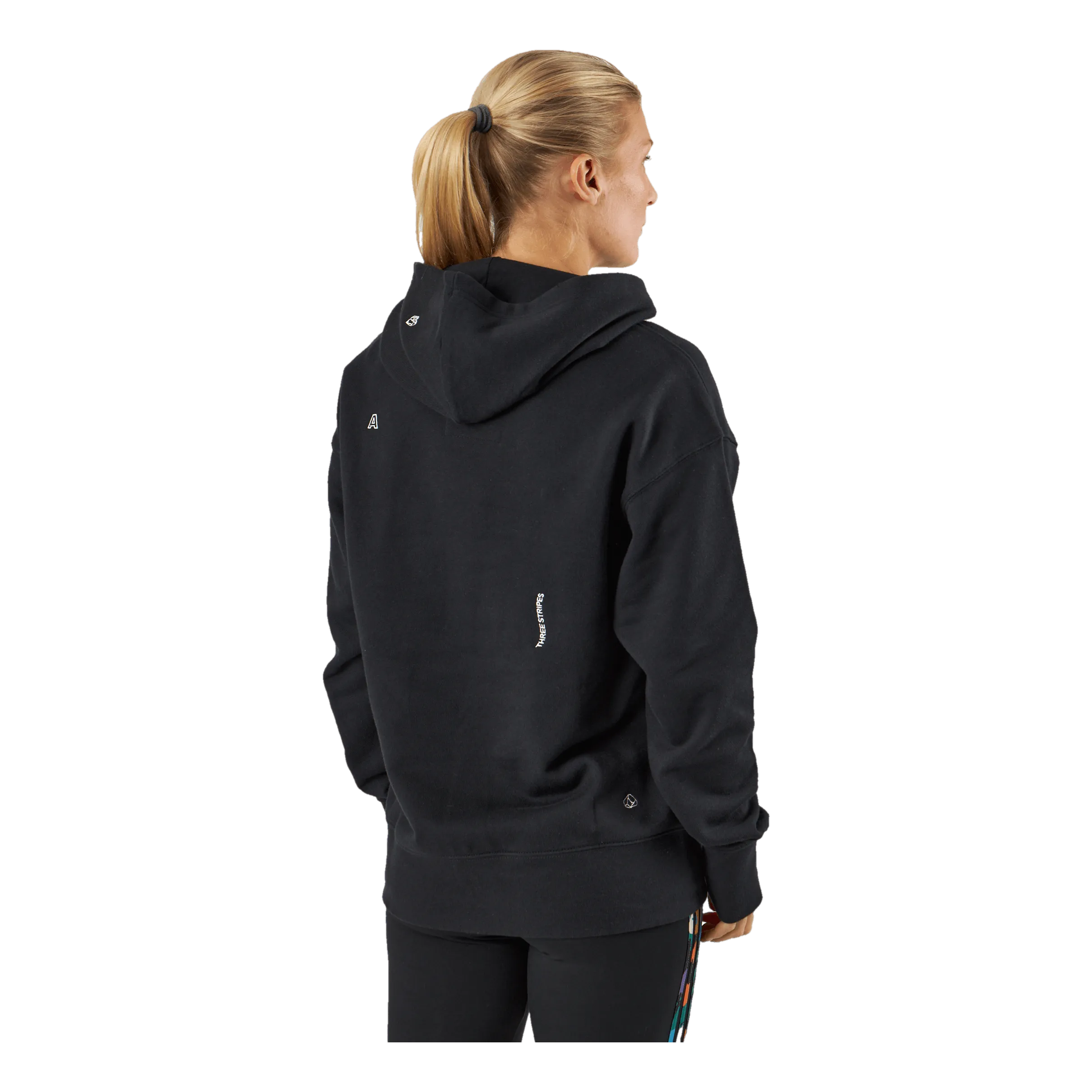 Relaxed Hoodie with Healing Crystals-Inspired Graphics Black