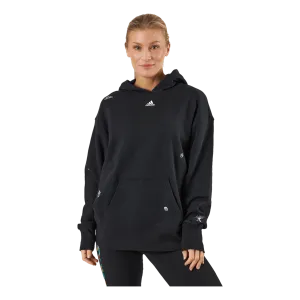 Relaxed Hoodie with Healing Crystals-Inspired Graphics Black