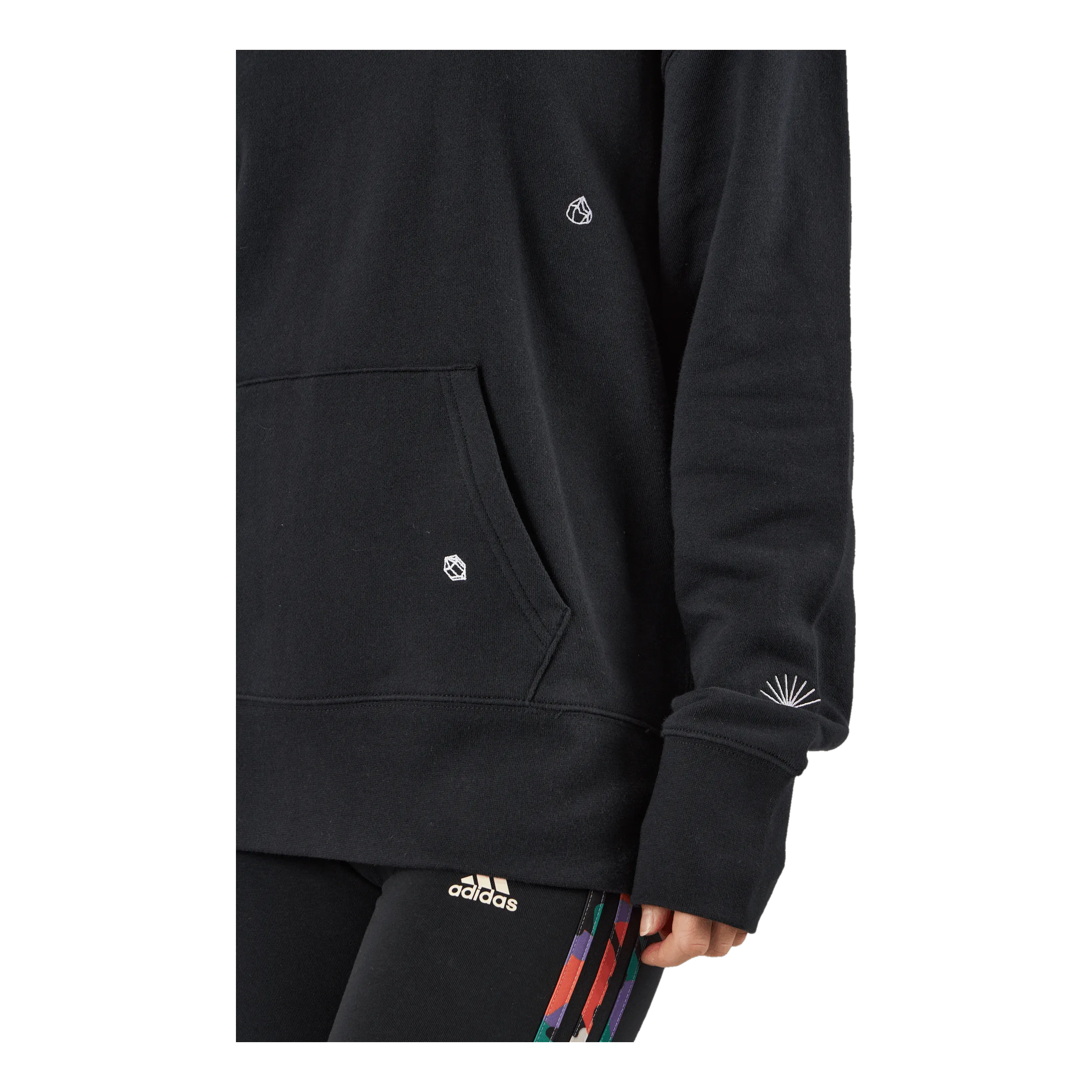 Relaxed Hoodie with Healing Crystals-Inspired Graphics Black
