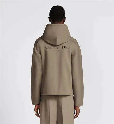 REVERSIBLE BEIGE HOODED TRACK JACKET