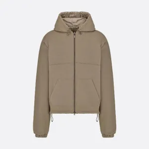 REVERSIBLE BEIGE HOODED TRACK JACKET